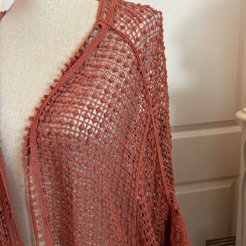 Rust Open Knit Cardigan - Picture 2 of 5